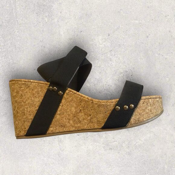 Justfab Good Times Only Women's Sandals Wedge Heel Black Size 10-BNIB - Picture 3 of 10